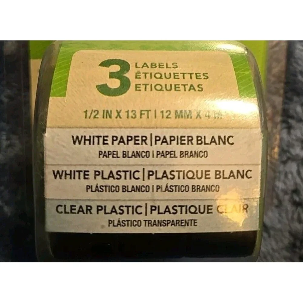 Dymo LetraTag 3 Roll Variety Label Refill 1/2 White Paper White & Clear Plastic